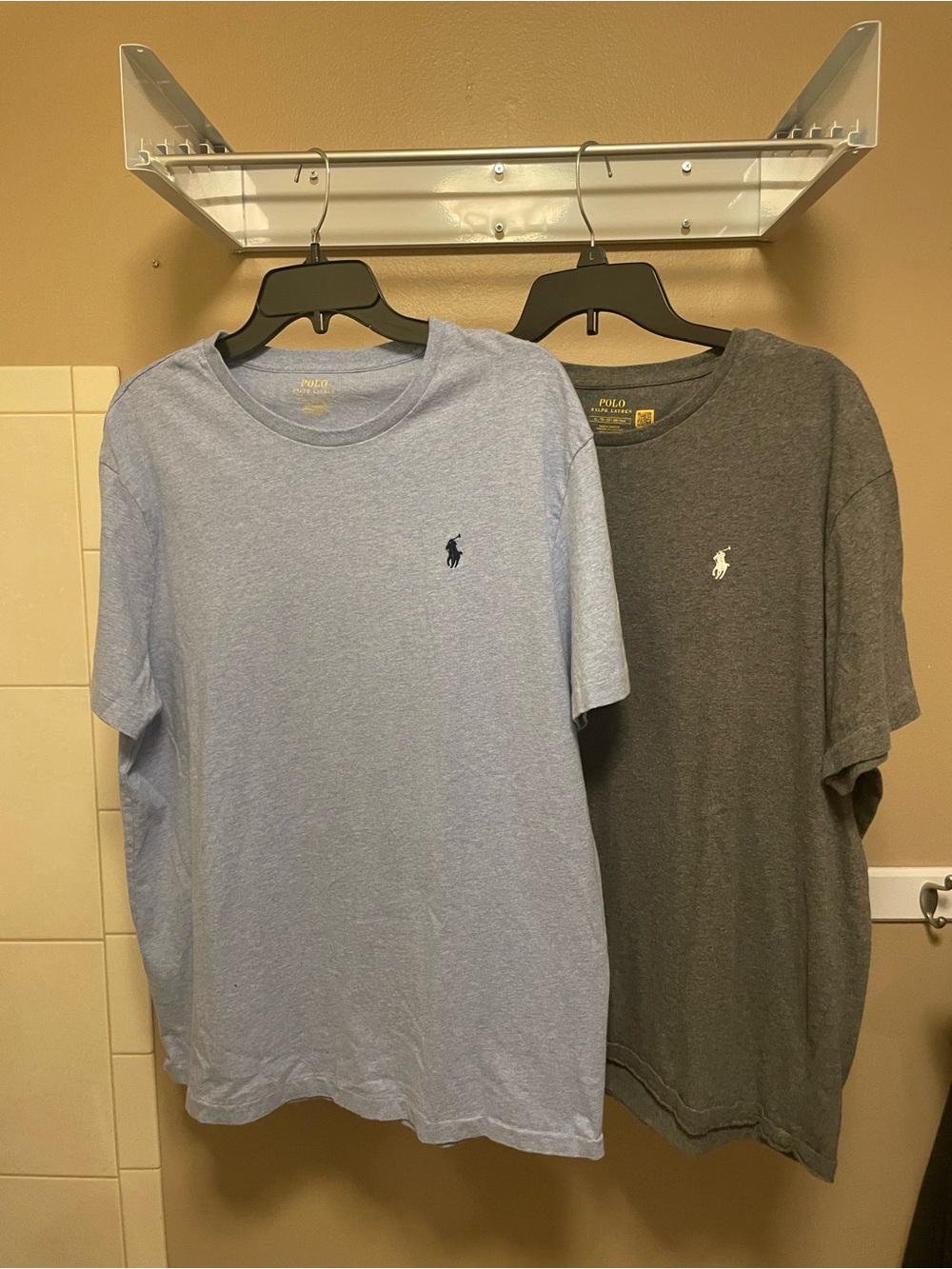 Lot of 2 Men’s Polo Ralph Lauren Short Sleeve Tees in Light Blue & Charcoal